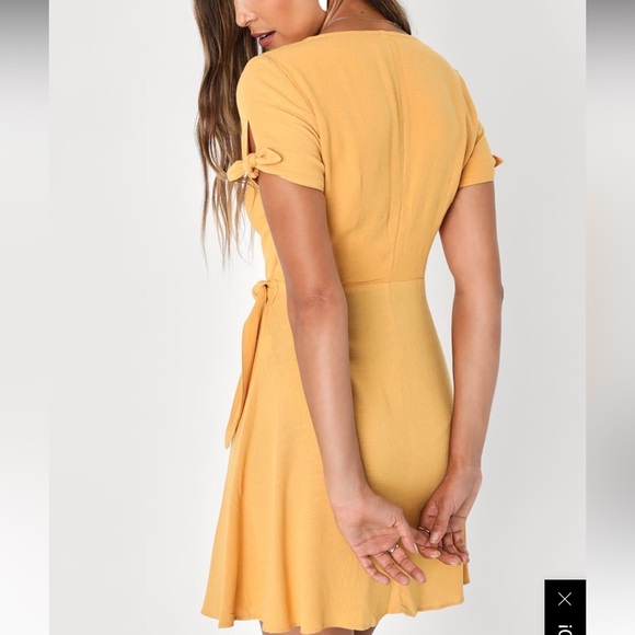 Lulus mustard wrap dress - Picture 3 of 8